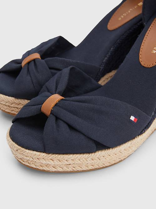 Tommy Hilfiger Open Toe High Éktalpú Espadrille Szandál Női Kék | TH506YWZ