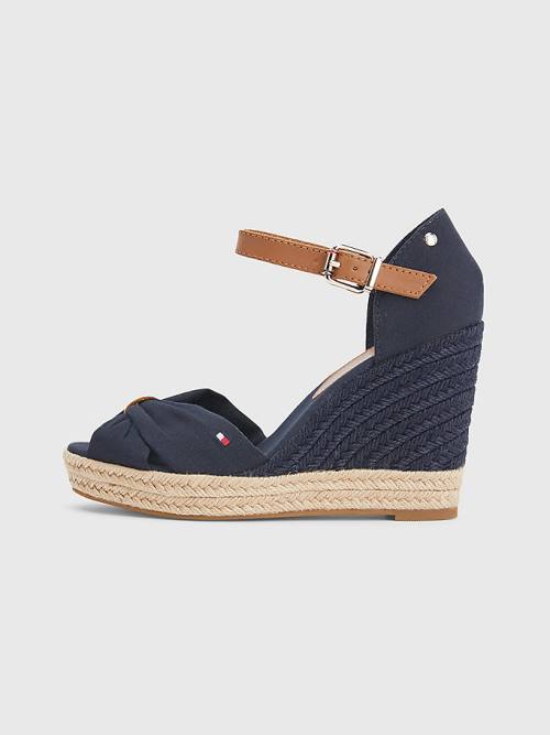 Tommy Hilfiger Open Toe High Éktalpú Espadrille Szandál Női Kék | TH506YWZ