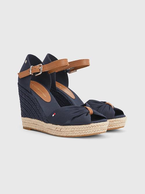 Tommy Hilfiger Open Toe High Éktalpú Espadrille Szandál Női Kék | TH506YWZ