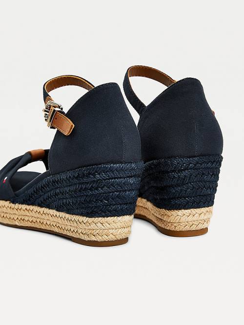 Tommy Hilfiger Open Toe Mid Éktalpú Espadrille Szandál Női Kék | TH947BGV