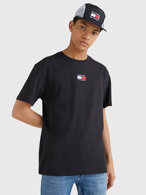 Tommy Hilfiger Organic Pamut Badge Póló Férfi Fekete | TH036FNR