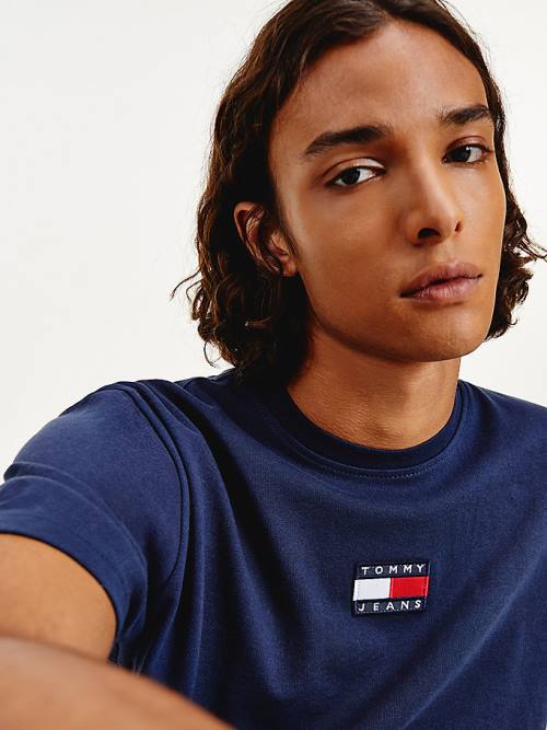 Tommy Hilfiger Organic Pamut Badge Póló Férfi Kék | TH504BNV