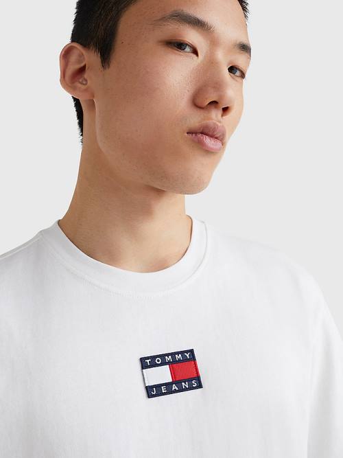 Tommy Hilfiger Organic Pamut Badge Póló Férfi Fehér | TH706LVH