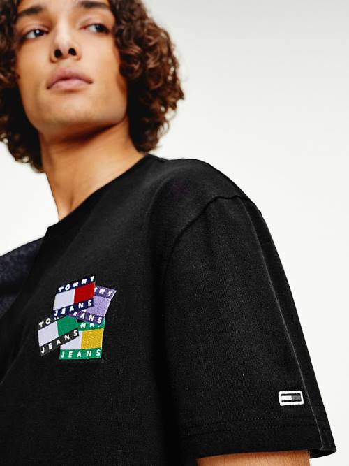 Tommy Hilfiger Organic Pamut Badge Póló Férfi Fekete | TH763KFD