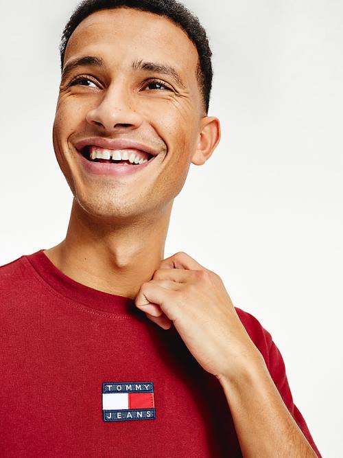 Tommy Hilfiger Organic Pamut Badge Póló Férfi Piros | TH930VSG