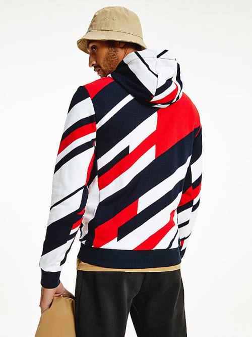 Tommy Hilfiger Organic Pamut Colour-Blocked Kapucnis Pulóver Férfi Piros | TH327UXC