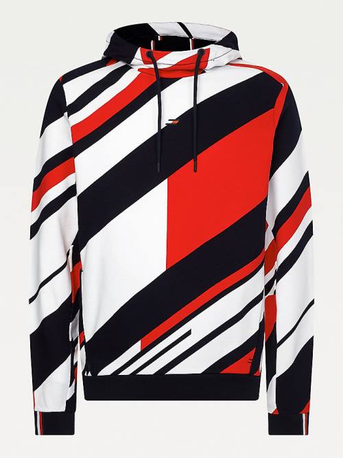 Tommy Hilfiger Organic Pamut Colour-Blocked Kapucnis Pulóver Férfi Piros | TH327UXC