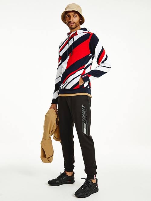 Tommy Hilfiger Organic Pamut Colour-Blocked Kapucnis Pulóver Férfi Piros | TH327UXC