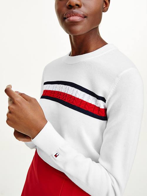 Tommy Hilfiger Organic Pamut Crew Neck Jumper Pulóverek Női Fehér | TH310IFE