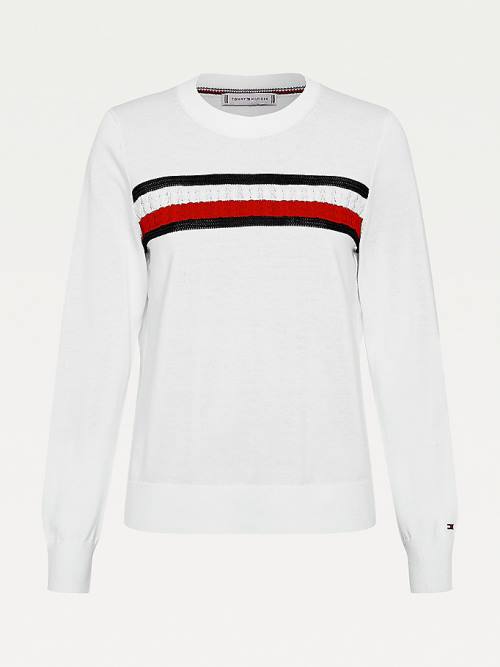 Tommy Hilfiger Organic Pamut Crew Neck Jumper Pulóverek Női Fehér | TH310IFE