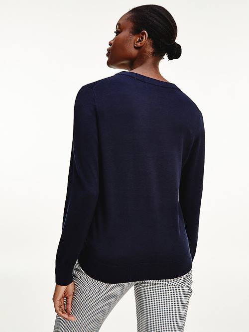 Tommy Hilfiger Organic Pamut Crew Neck Jumper Pulóverek Női Kék | TH673AZH