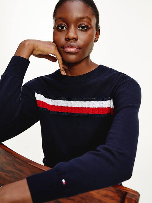 Tommy Hilfiger Organic Pamut Crew Neck Jumper Pulóverek Női Kék | TH673AZH