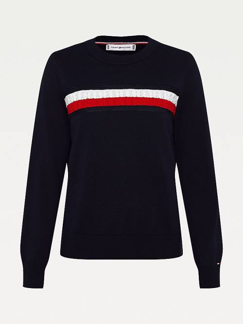 Tommy Hilfiger Organic Pamut Crew Neck Jumper Pulóverek Női Kék | TH673AZH