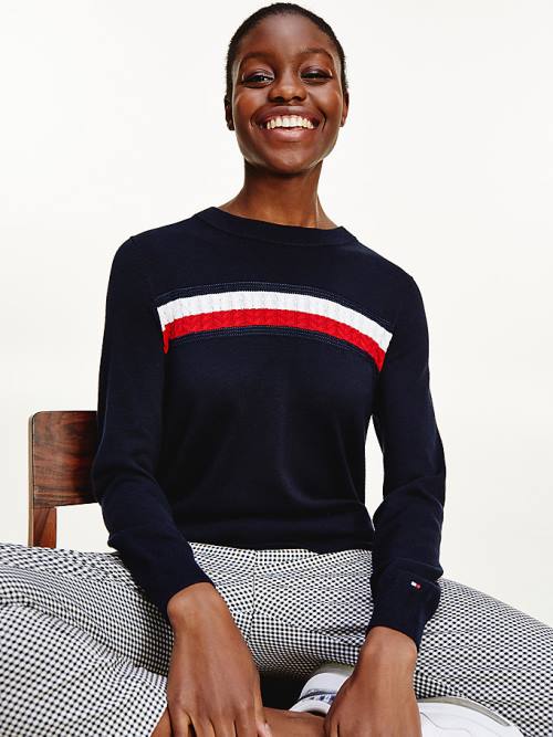 Tommy Hilfiger Organic Pamut Crew Neck Jumper Pulóverek Női Kék | TH673AZH