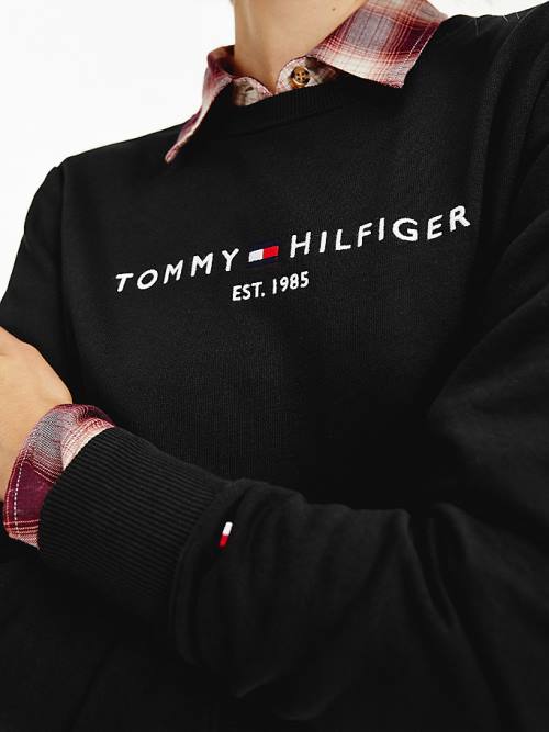 Tommy Hilfiger Organic Pamut Crew Neck Pulóver Női Fekete | TH162YBI