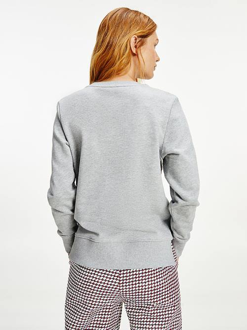 Tommy Hilfiger Organic Pamut Crew Neck Pulóver Női Szürke | TH238GNS