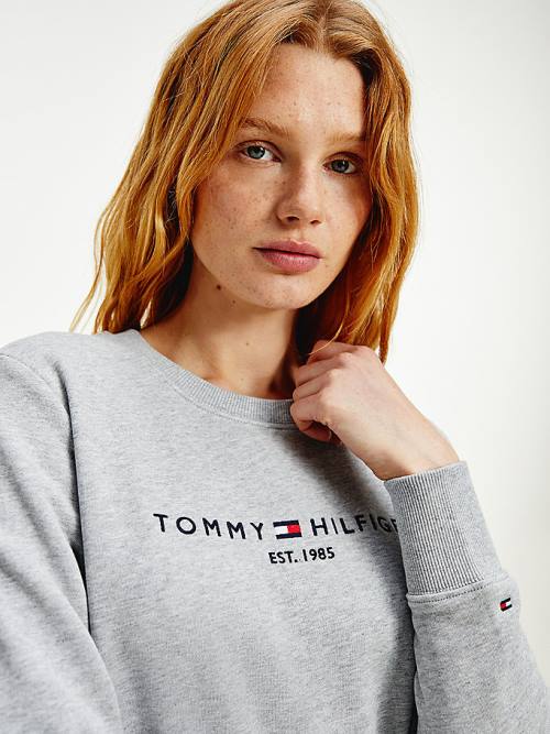 Tommy Hilfiger Organic Pamut Crew Neck Pulóver Női Szürke | TH238GNS