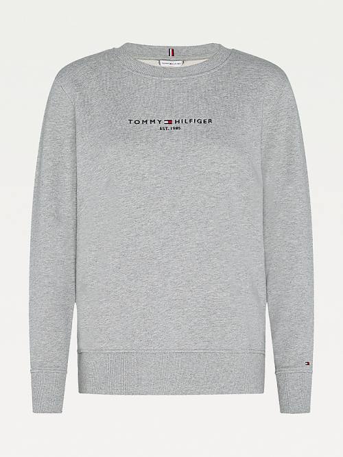 Tommy Hilfiger Organic Pamut Crew Neck Pulóver Női Szürke | TH238GNS