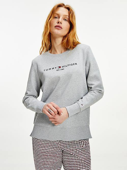 Tommy Hilfiger Organic Pamut Crew Neck Pulóver Női Szürke | TH238GNS