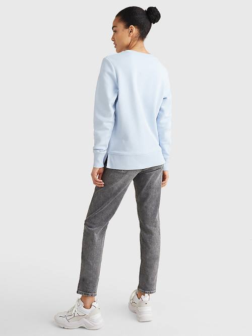 Tommy Hilfiger Organic Pamut Crew Neck Pulóver Női Kék | TH391MHT