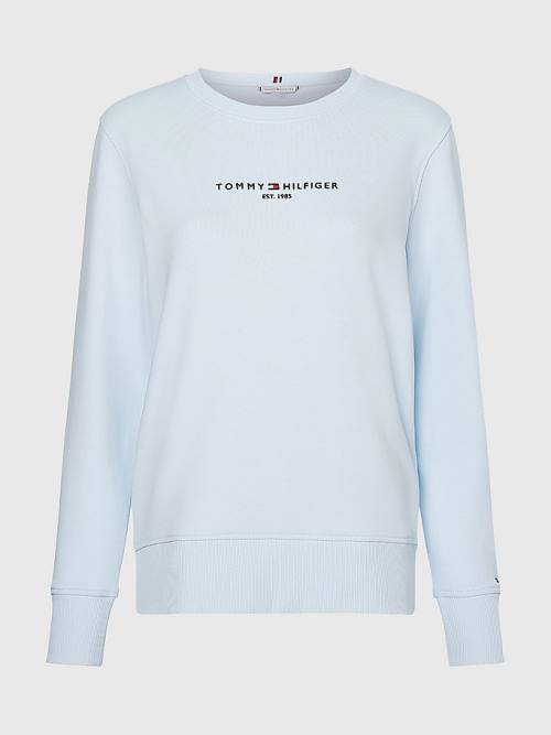 Tommy Hilfiger Organic Pamut Crew Neck Pulóver Női Kék | TH391MHT