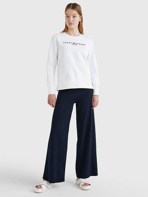 Tommy Hilfiger Organic Pamut Crew Neck Pulóver Női Fehér | TH419OPG