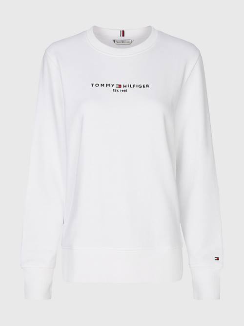 Tommy Hilfiger Organic Pamut Crew Neck Pulóver Női Fehér | TH419OPG