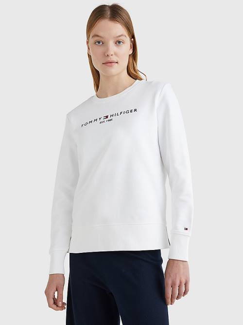 Tommy Hilfiger Organic Pamut Crew Neck Pulóver Női Fehér | TH419OPG