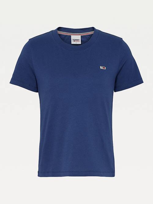 Tommy Hilfiger Organic Pamut Crew Neck Póló Női Kék | TH503REJ