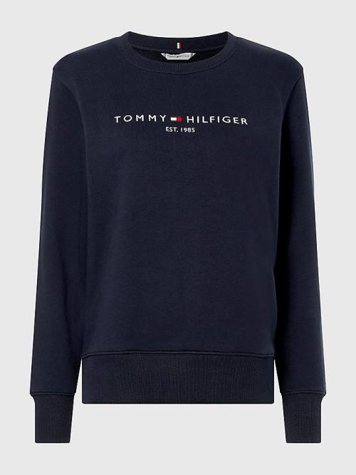 Tommy Hilfiger Organic Pamut Crew Neck Pulóver Női Kék | TH792BSV