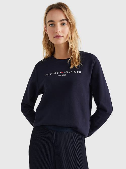 Tommy Hilfiger Organic Pamut Crew Neck Pulóver Női Kék | TH792BSV