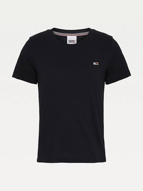 Tommy Hilfiger Organic Pamut Crew Neck Póló Női Fekete | TH829GFB