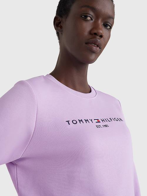 Tommy Hilfiger Organic Pamut Crew Neck Pulóver Női Lila | TH873WBR