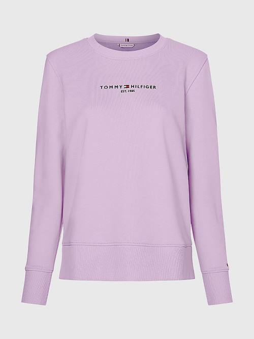 Tommy Hilfiger Organic Pamut Crew Neck Pulóver Női Lila | TH873WBR