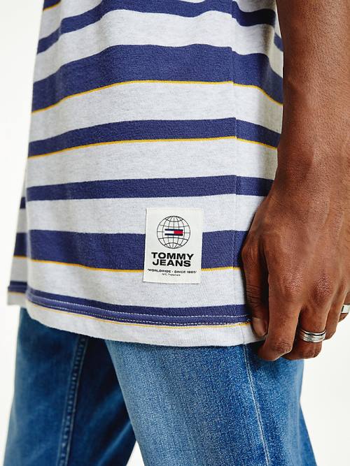 Tommy Hilfiger Organic Pamut Double Collar Stripe Póló Férfi Szürke | TH651SUM