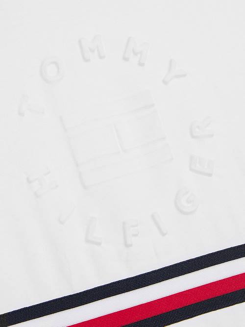 Tommy Hilfiger Organic Pamut Embossed Logo Póló Fiú Fehér | TH124ZYC