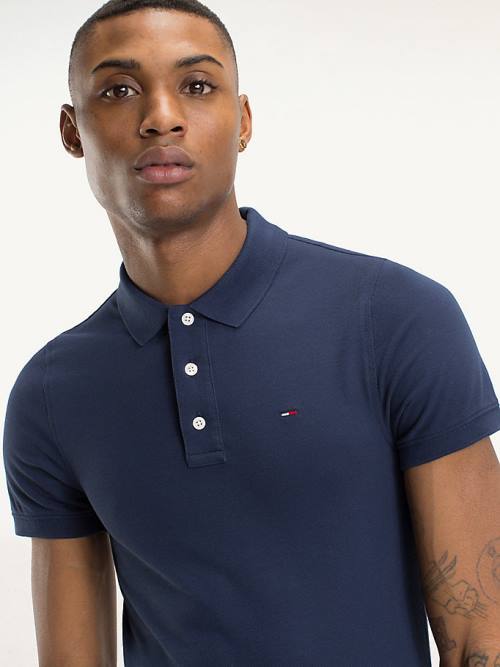 Tommy Hilfiger Organic Pamut Fine Pique Slim Póló Férfi Kék | TH015PWR