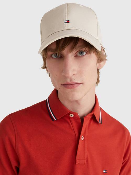 Tommy Hilfiger Organic Pamut Flag Embroidery Cap Kalap Férfi Bézs | TH238YPA