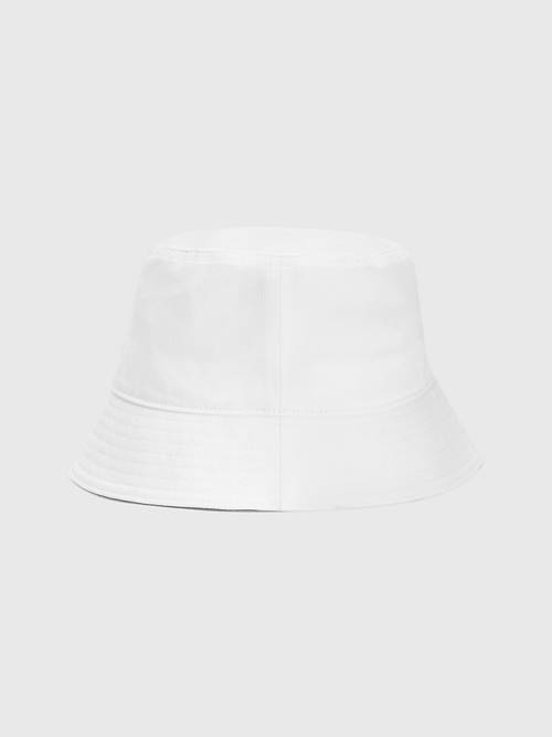 Tommy Hilfiger Organic Pamut Flag Embroidery Bucket Kalap Férfi Fehér | TH481PDZ