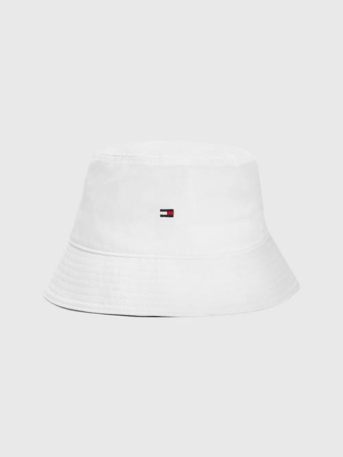 Tommy Hilfiger Organic Pamut Flag Embroidery Bucket Kalap Férfi Fehér | TH481PDZ