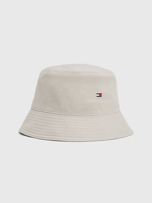 Tommy Hilfiger Organic Pamut Flag Embroidery Bucket Kalap Férfi Bézs | TH482EUI