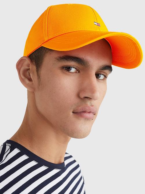 Tommy Hilfiger Organic Pamut Flag Embroidery Cap Kalap Férfi Narancssárga | TH487JIM