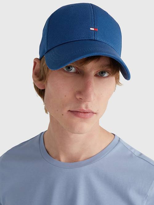 Tommy Hilfiger Organic Pamut Flag Embroidery Cap Kalap Férfi Kék | TH803WEQ