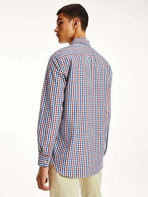 Tommy Hilfiger Organic Pamut Gingham Regular Fit Ingek Férfi Piros | TH135ZCN