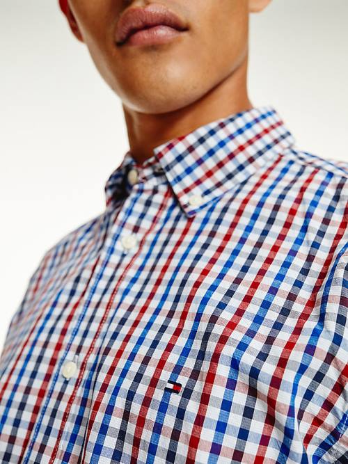 Tommy Hilfiger Organic Pamut Gingham Regular Fit Ingek Férfi Piros | TH135ZCN