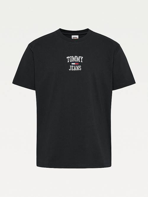 Tommy Hilfiger Organic Pamut Jersey Logo Póló Férfi Fekete | TH314OKT