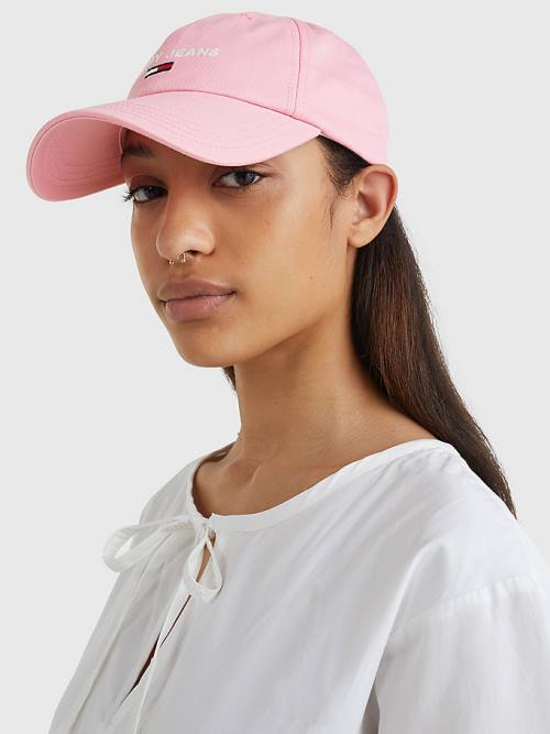 Tommy Hilfiger Organic Pamut Logo Embroidery Cap Kalap Női Rózsaszín | TH105GAC