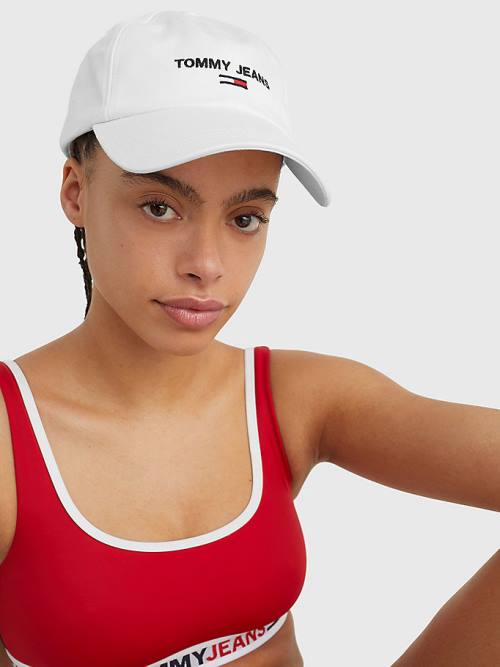 Tommy Hilfiger Organic Pamut Logo Embroidery Cap Kalap Női Fehér | TH157QEK