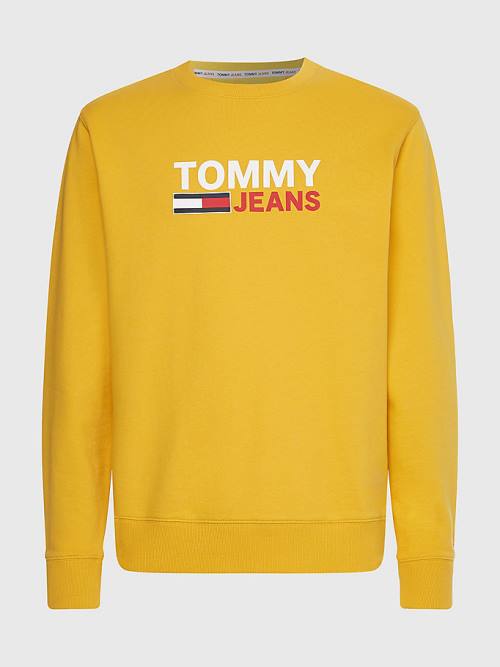 Tommy Hilfiger Organic Pamut Logo Pulóver Férfi Sárga | TH823RPJ