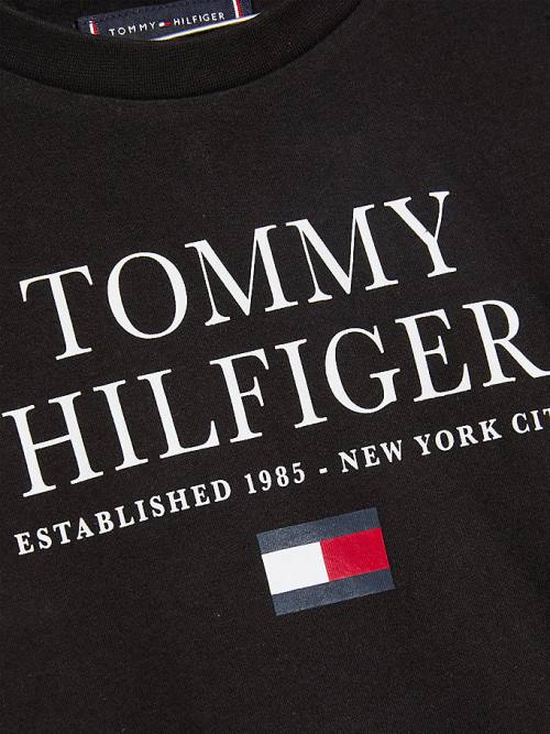 Tommy Hilfiger Organic Pamut Logo Póló Fiú Fekete | TH018EAN